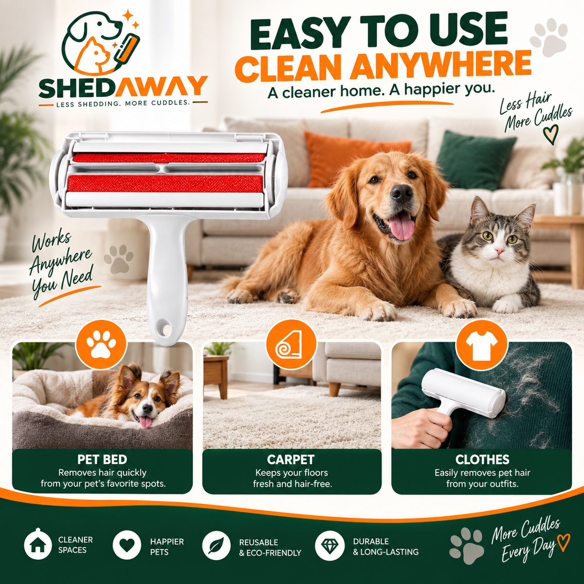 ShedAway™ Self-Cleaning Pet Hair Roller
