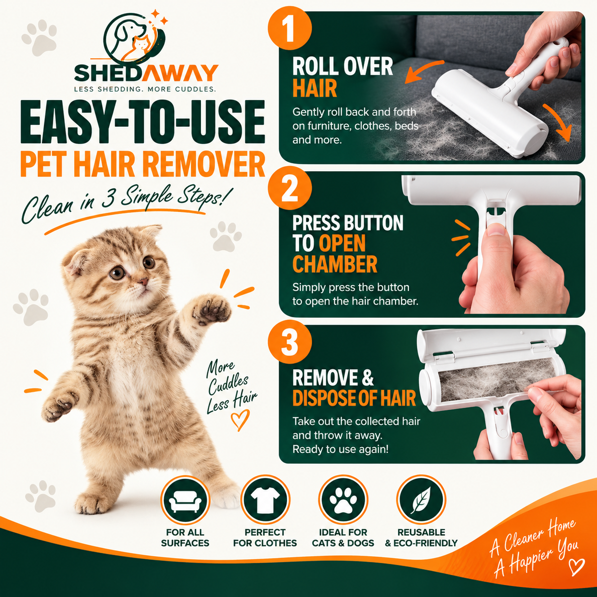 ShedAway™ Self-Cleaning Pet Hair Roller