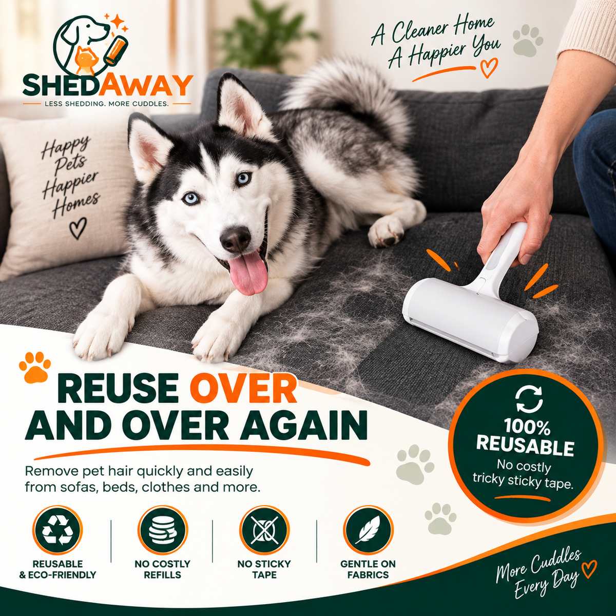 ShedAway™ Self-Cleaning Pet Hair Roller
